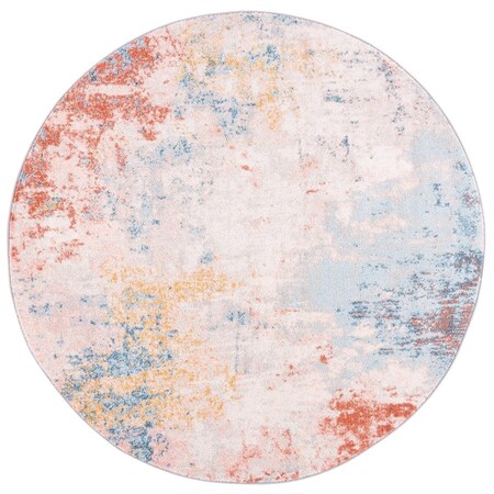 Safavieh 3 x 3 ft. Tulum Round Rug; Ivory & Pink TUL207A-3R